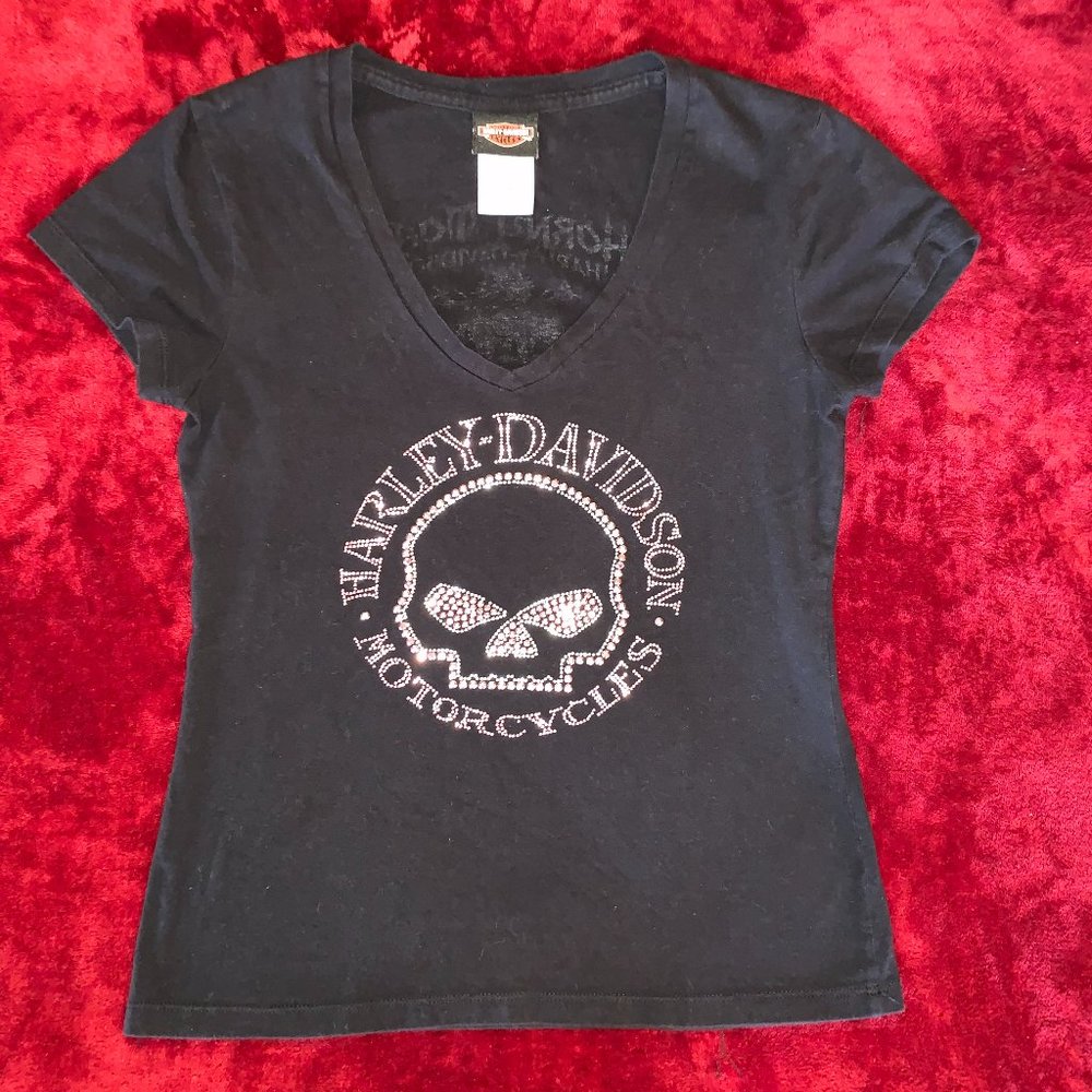 Small Harley Davidson Horny Toad Texas Pink Crystal Skull T-Shirt